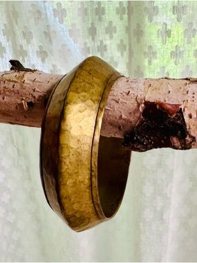 Hammered Brass Cuff Bracelet - Gold Tone